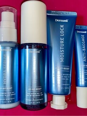 Dermasil Jet•Set•Reset Skincare Hydra Mist, Eye Cream, Serum & Moisture Lock (4)